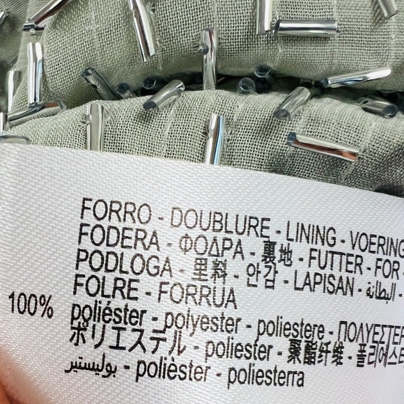 ZARA Gray Silver Beaded Spaghetti Strap Mini Dress S NWT - Picture 13 of 13